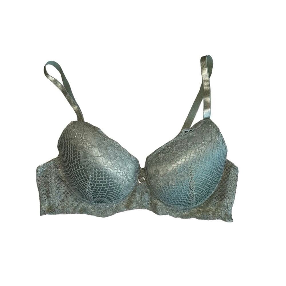 XOXO Women's Sage Green Lace Padded Bra 36 B Coquette Flirty Romantic